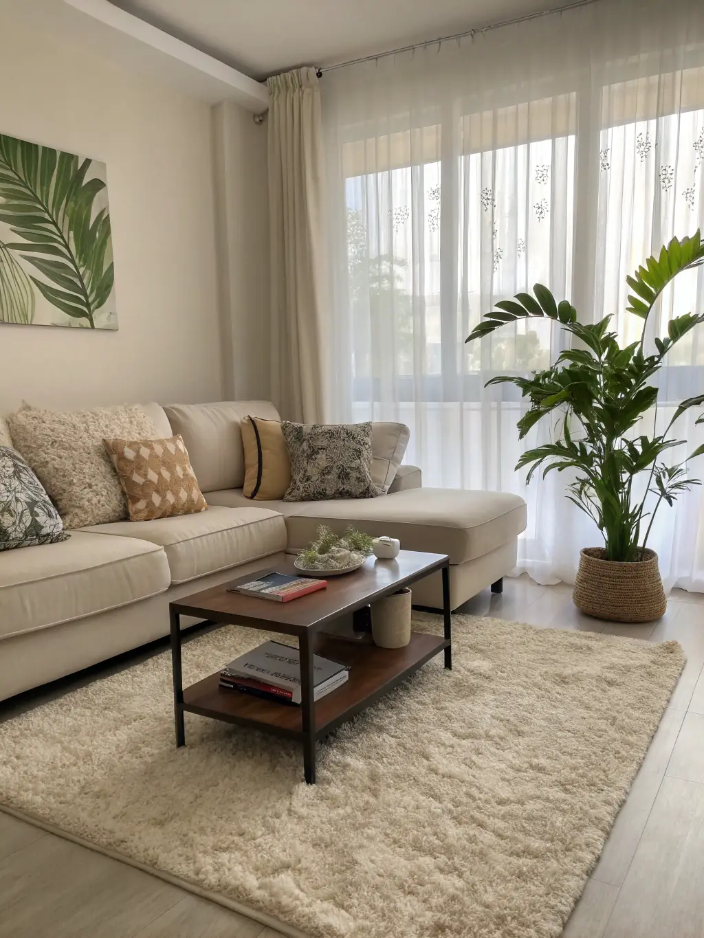 A bright and clean apartment living room, professionally cleaned, showcasing the results of an end-of-tenancy cleaning service by CMH Cleaning.
